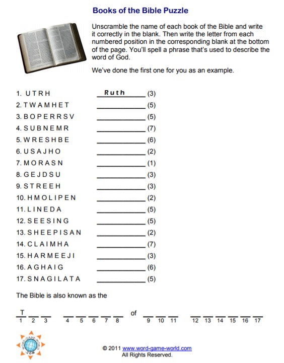 Books Of The Bible Puzzle