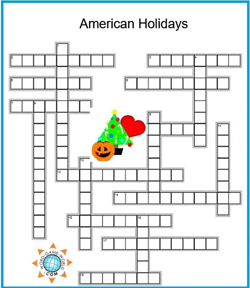 printable crossword holiday