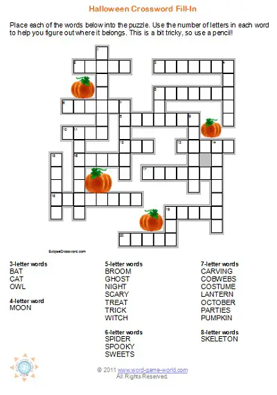 Halloween Crossword Puzzles Are Great For Your Fall Party!