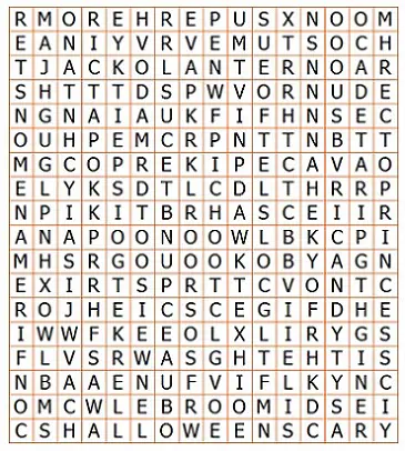 Halloween word search puzzle