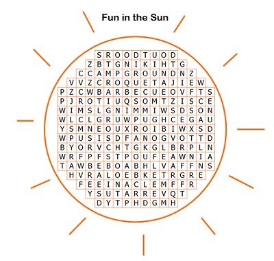 Word Seek Puzzles on Summer Word Search  Printable Word Search