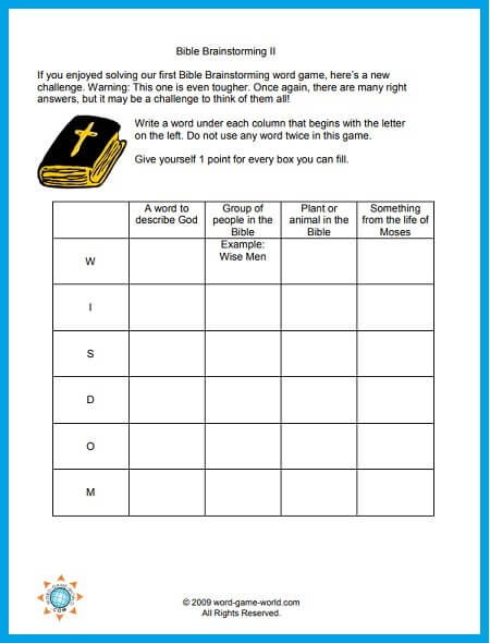 Fun Bible Games For A Group Or To Solve On Your Own