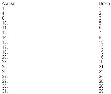 blank crossword puzzle clues template