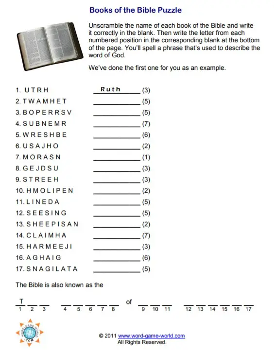 Books of the Bible Puzzle With a Twist!