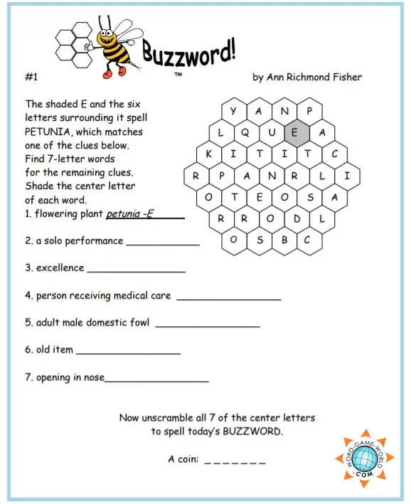 Free Printable Word Games Buzzwords free-printable-word-games-buzzwords