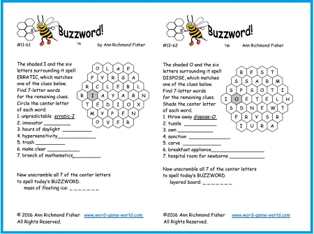 Buzzword puzzle games #11-#12