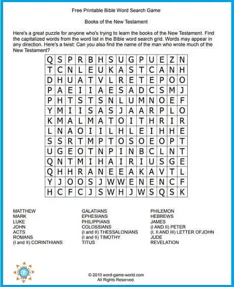 Printable Christian Word Search Puzzles