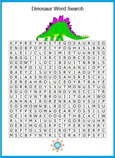 Dinosaur Word Search Puzzle With a Twist