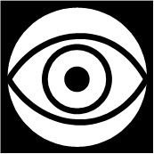 Black and white open eye, from our "Come to Your Senses" kids' educational word search game
