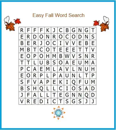 fall word search