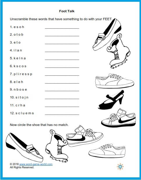 "Foot Talk" children's educational game from www.word-game-world.com.