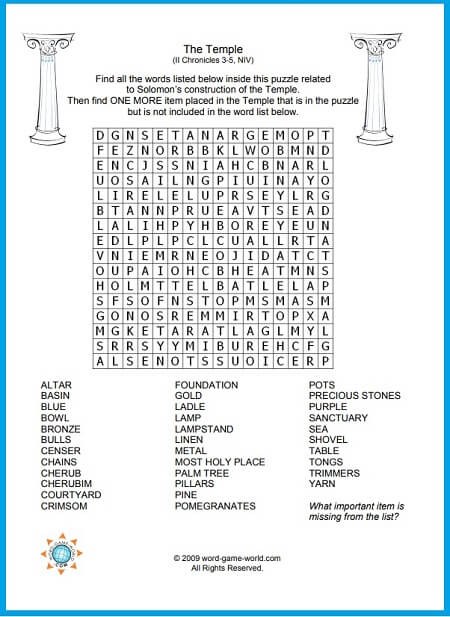 Printable Christian Word Search Puzzles
