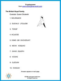 This cryptogram puzzle features a list of British Royalty for you to decode. We have lots more #cryptograms here!