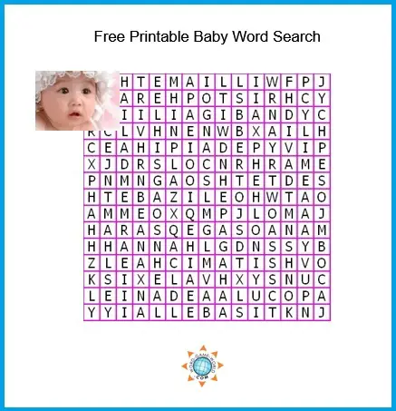 Free printable word search puzzle- Most Popular Baby Names