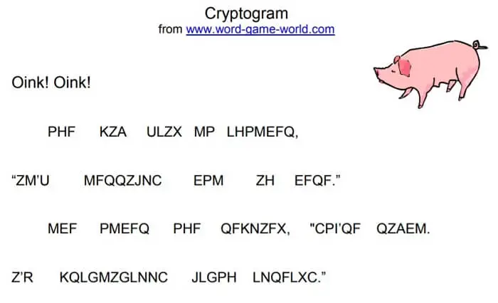 Free Printable Cryptograms From The Animal Kingdom