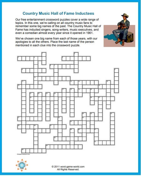 free printable entertainment crossword puzzles