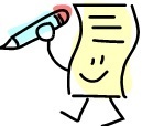 Animated piece of paper, walking and holding a pencil