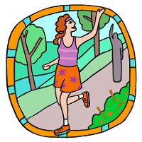 girl running down a path