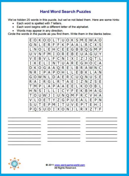 Hard Word Search Puzzles For Those Who Love A Challenge