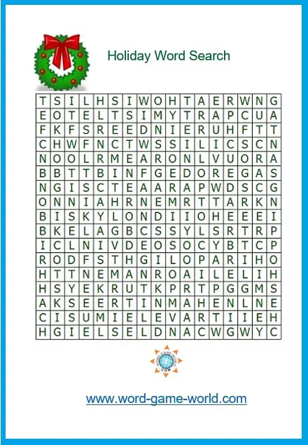 Holiday Word Search For Christmas Fun