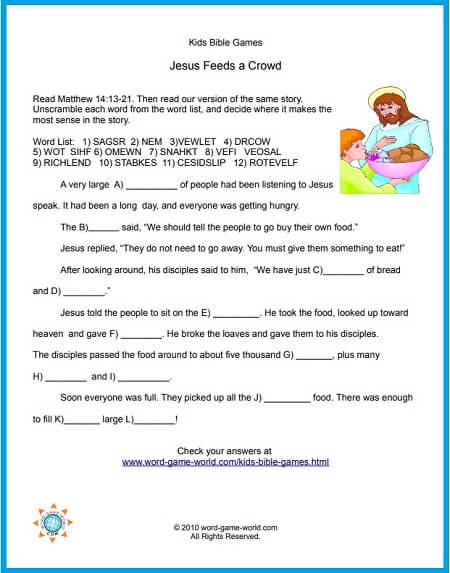 Jesus Feeds a Crowd, One of our Kids Bible Games