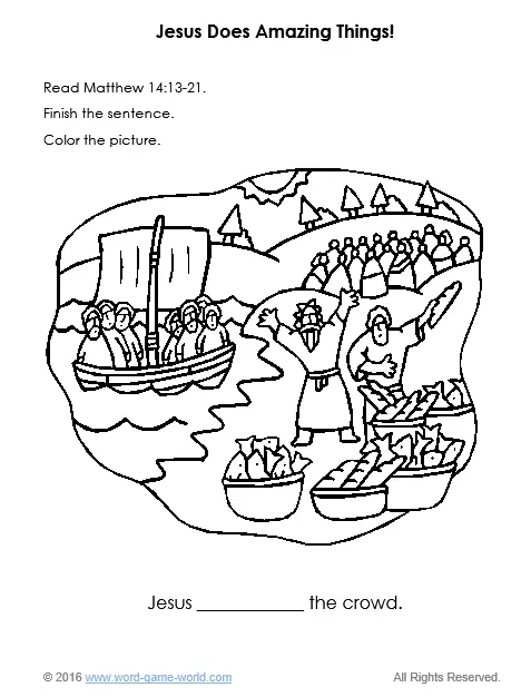 Bible coloring page - Jesus Feeds a Crowd