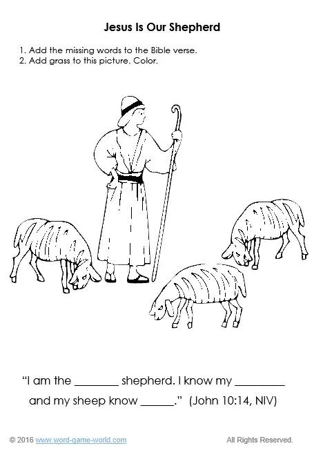 Jesus Is Our Shepherd Bible Coloring Sheet