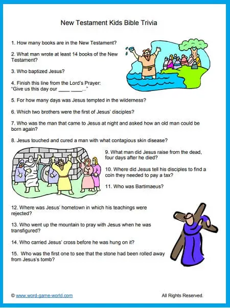 Kids Bible Trivia page