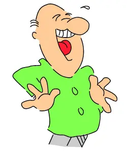 Laughing man in a green shirt
