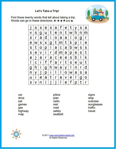 Kids word puzzle games - free printable