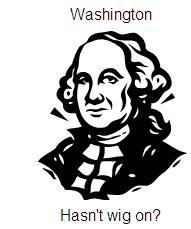 George Washington with image and anagrammed name, Hasn't Wig On?
