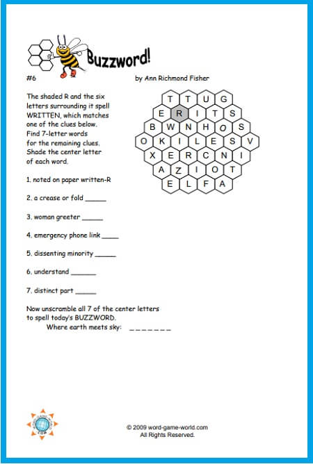 Buzzword #6, one of the best new word games around!