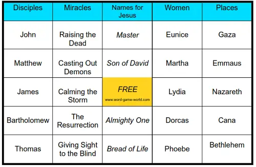 A Bible Bingo Game For New Testament Fun