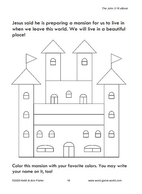John 3:16 book, page 16 about mansions in heave