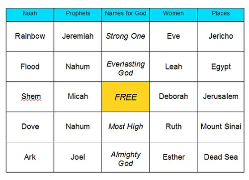 Print Bible Bingo Game Here For Your Next Small Group