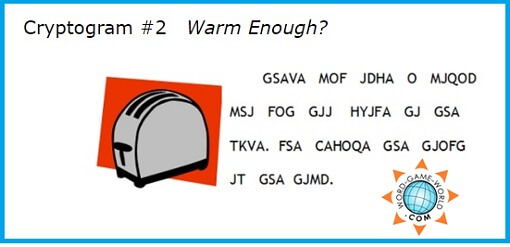 cryptogram puzzle and toaster