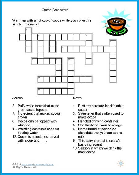 easy printable crossword puzzles for seniors that are