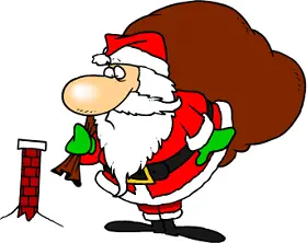 Santa unsure about coming down the chimney