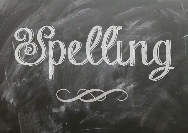 "Spelling" written on chalkboard