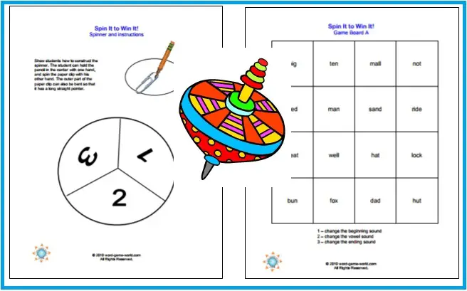 a spinning top and game board