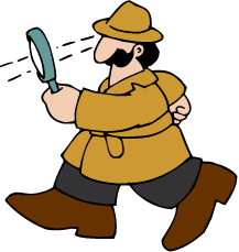 detective in a trench coat with a magnifying glass