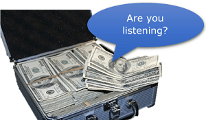 Talking money in a briefcase