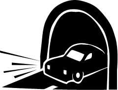 car driving out of a tunnel