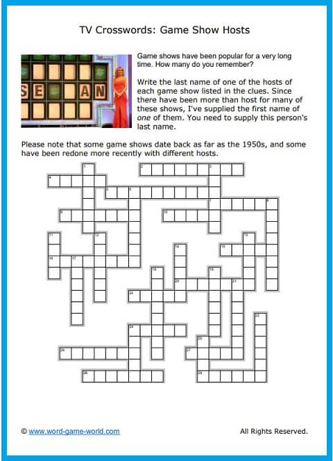 TV Crossword puzzle grid