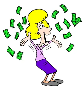 woman throwing dollar bills