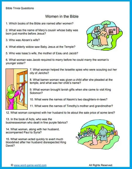 Women In the Bible Trivia Questions from Word-Game-World.com