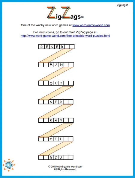 ZigZag wacky word puzzles