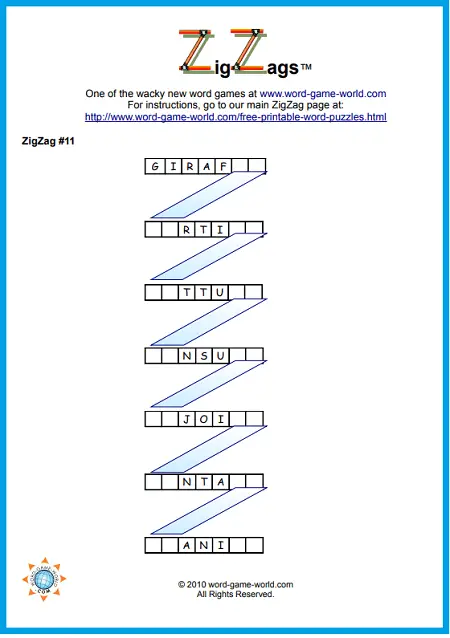 Zig Zag Word Play Games